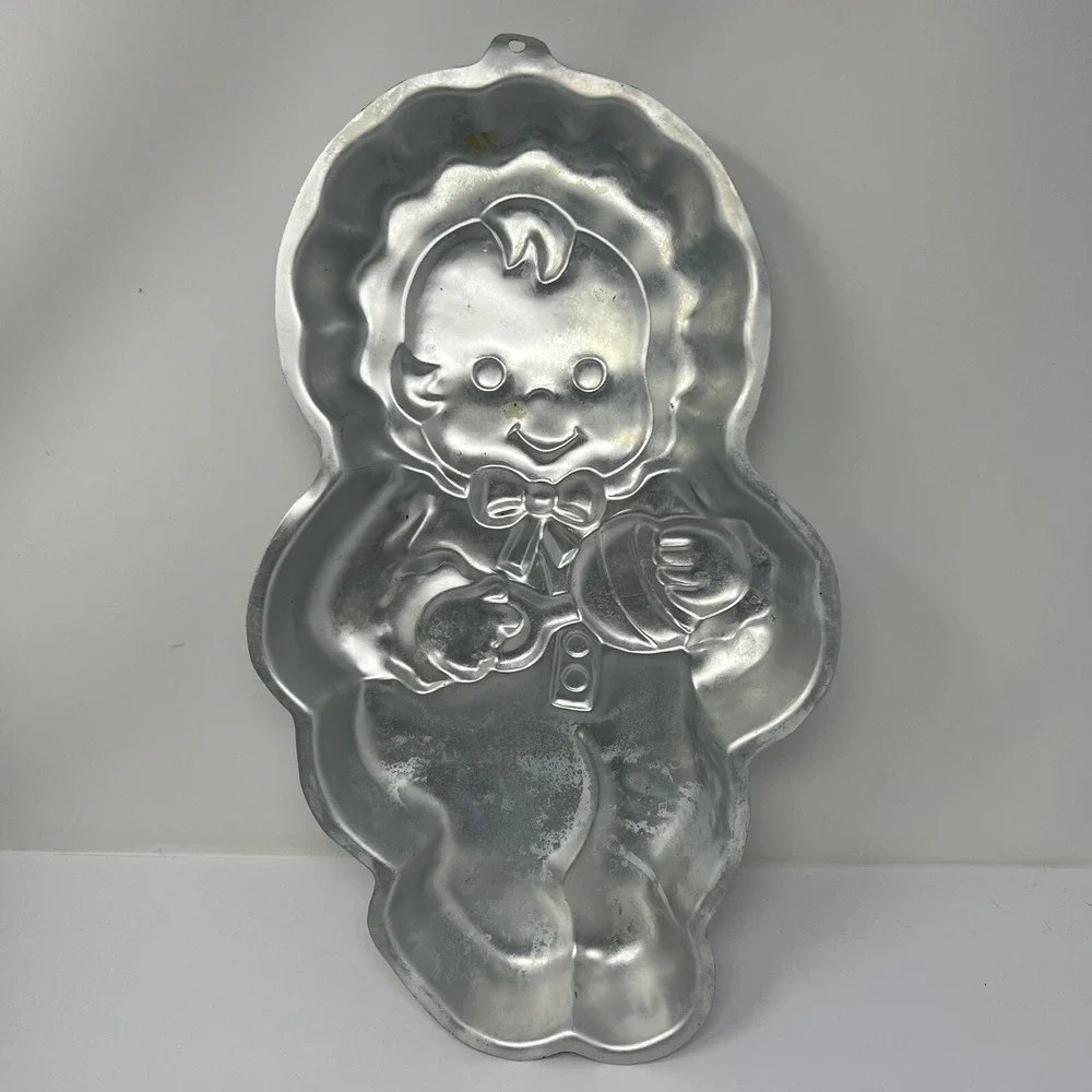 Wilton Vtg Cake Pan Lot‎ 3 Barney Baby Looney Tunes Aluminum Baking Molds 90's